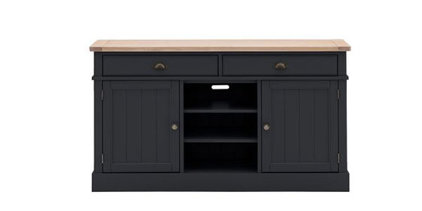 Harvest Direct Harrow Contemporary Meteor Painted / Oak 2 Door 2 Drawer Sideboard