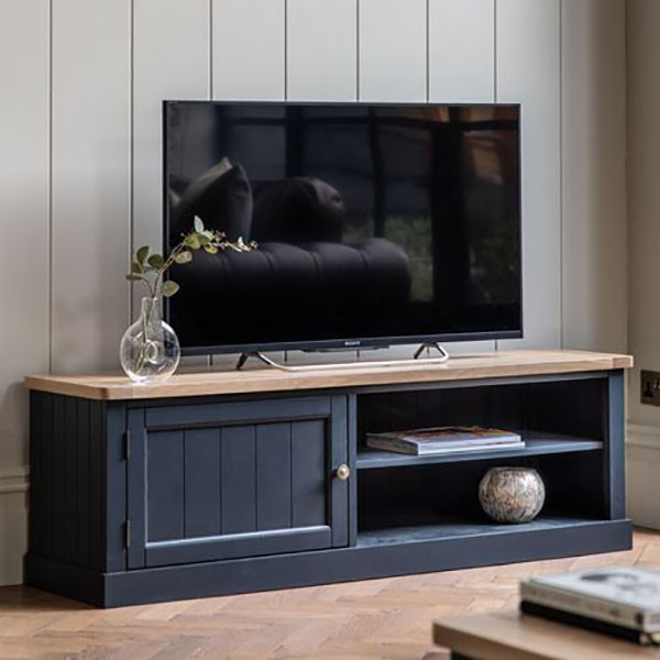 Harvest Direct Harrow Contemporary Meteor Painted / Oak Media Unit