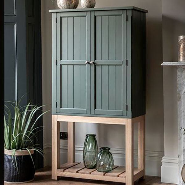 Harvest Direct Harrow Contemporary Moss Painted / Oak 2 Door Cupboard