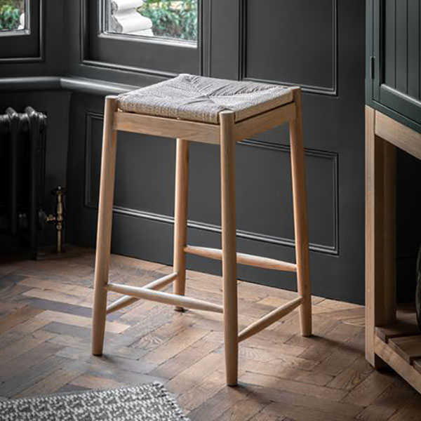 Harvest Direct Harrow Contemporary Natural Oak Rope Stool