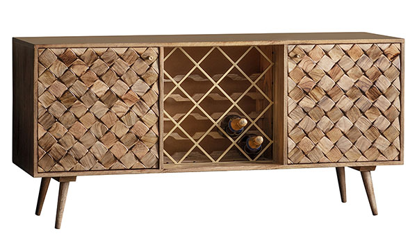 Harvest Direct Lombardy Burnt Wax Contemporary Sideboard with Wine Rack