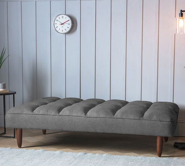Harvest Direct Bergen Frost Grey Sofabed - Shown here open as a sofabed