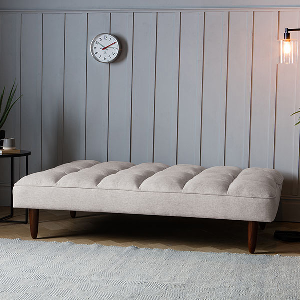 Harvest Direct Bergen Parchment Grey Sofabed - Shown here open as a sofabed