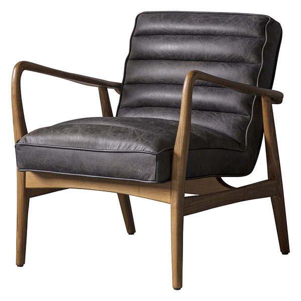 Harvest Direct Cherry leather armchair shown here in antique ebony leather