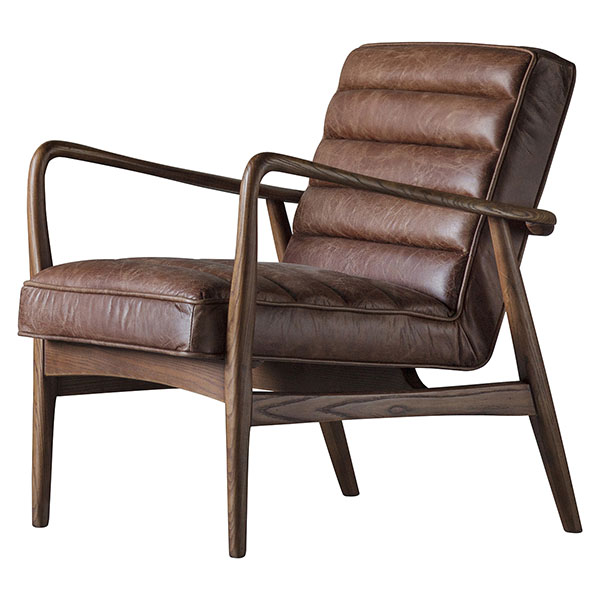 Harvest Direct Cherry leather armchair shown here in vintage brown leather