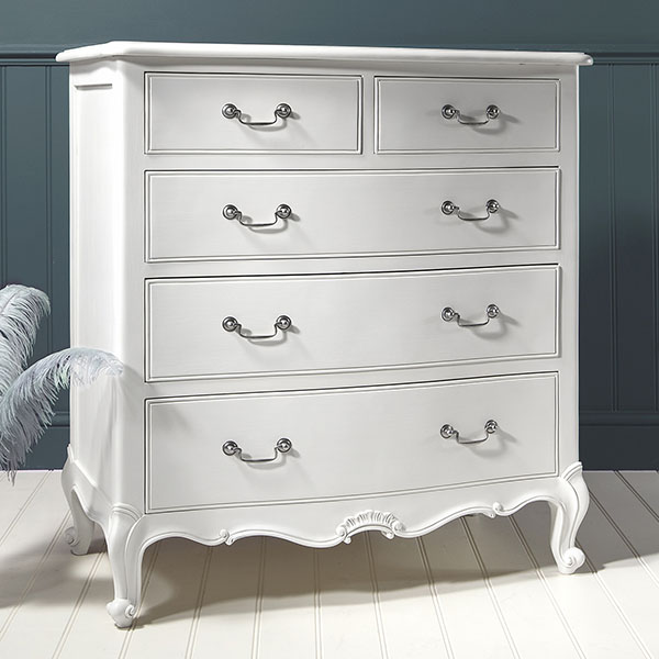 Harvest Direct Chateau vanilla White 5 Drawer Chest of Drawers