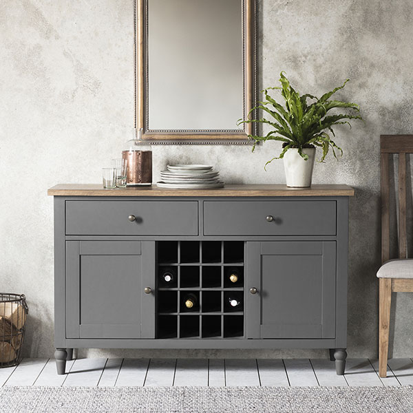 Harvest Direct Marlowe Grey Large Sideboard