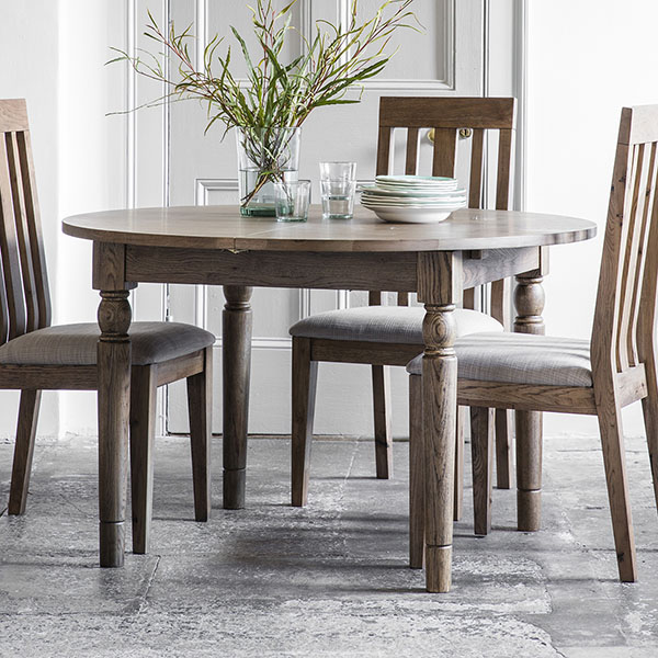 Harvest Direct Marlowe Oak Round Extending Dining Table & Chairs