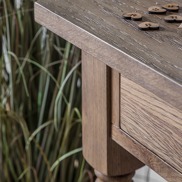 Close up image of the solid wood finish on the Marlowe 2 drawer desk