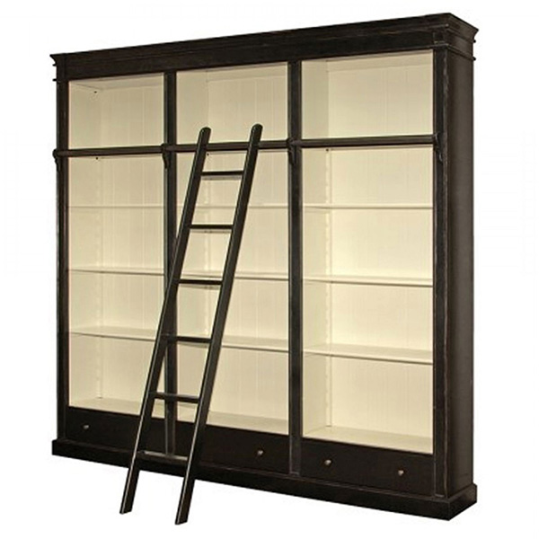 Stanton Black Large Library Bookcase with Ladder