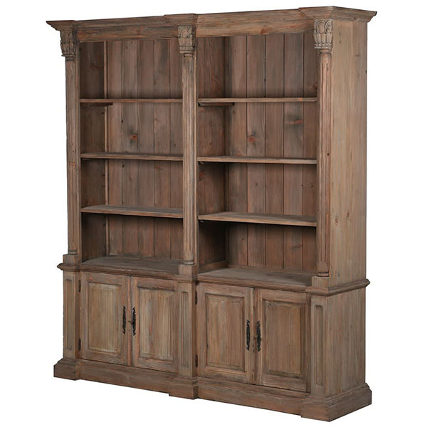 Stow Reclaimed Pine Double Bookcase 