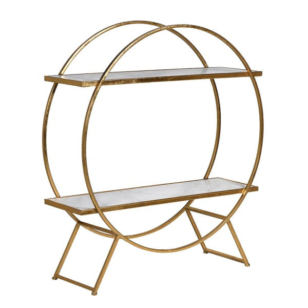 Tribeca Contemporary Round Gold / Marble Shelving / Bookcase Unit