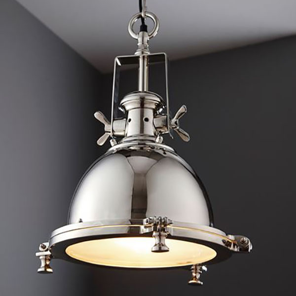 Gallery Direct Fenton Nickel Ceiling Pendant Light shown here close up