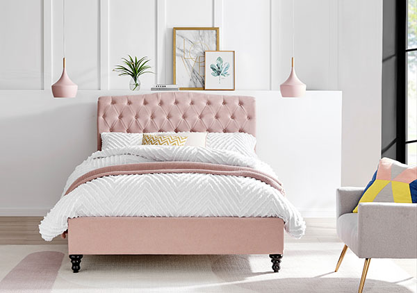 Limelight RosaFabric Storage Bed - Pink fabric finish
