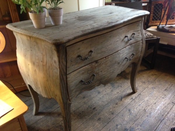 Reclaimed Pine 2 Drawer Chest of Drawers on display in our furniture showrooms