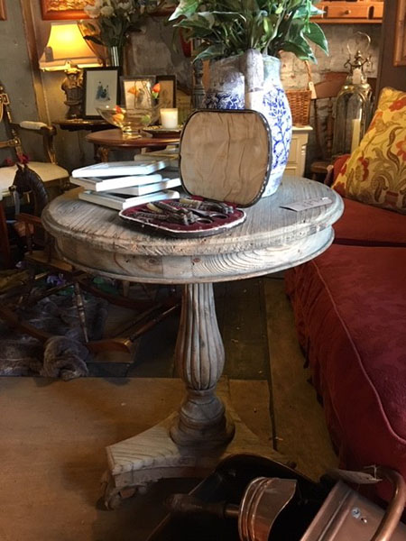 Reclaimed Pine Wine Table on display in our furniture showrooms