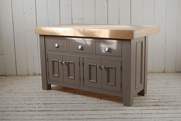 Reclaimed Pine / Painted Kitchen Island with Oak Butcher's Block top