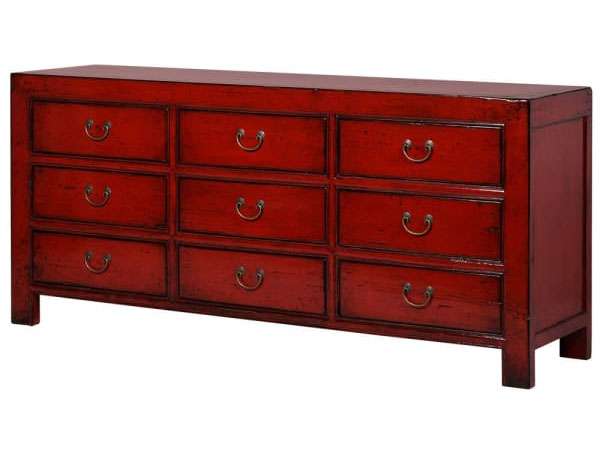 Red Hand Painted Chinese Chest