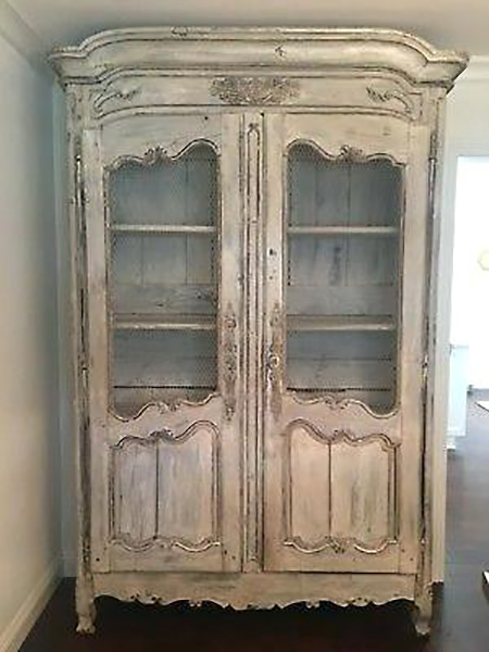 White Washed Rustic Pine French Style Armoire