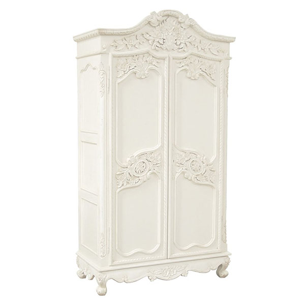 French Carved White Pine Armoire