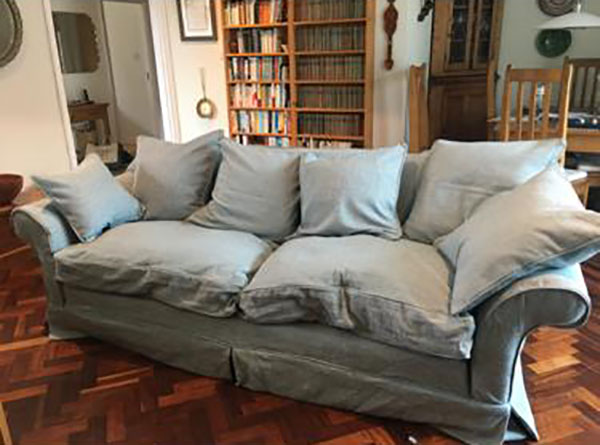 Tetrad Alicia Grand Sofa in Textured Plain Aquamarine Cotton fabric in a customer's home