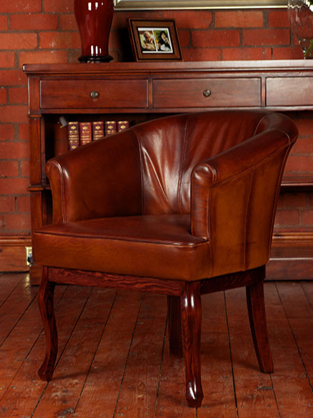 Tetrad Heritage Cabriole Plain Leather Tub Chair