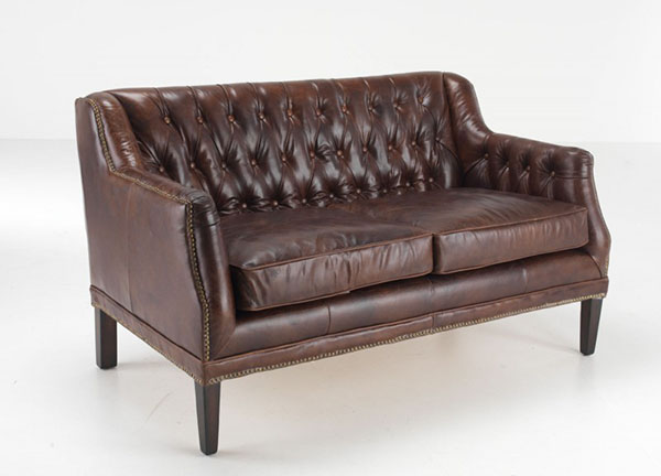 Vintage Brown Leather Fiona 2 Seater Chesterfield Sofa