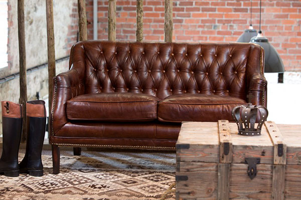Vintage Brown Leather Fiona Chesterfield Sofa