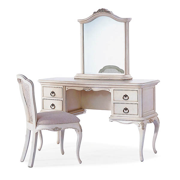 Willis and Gambier Ivory Dressing Table, Gallery Mirror and Bedroom Chair