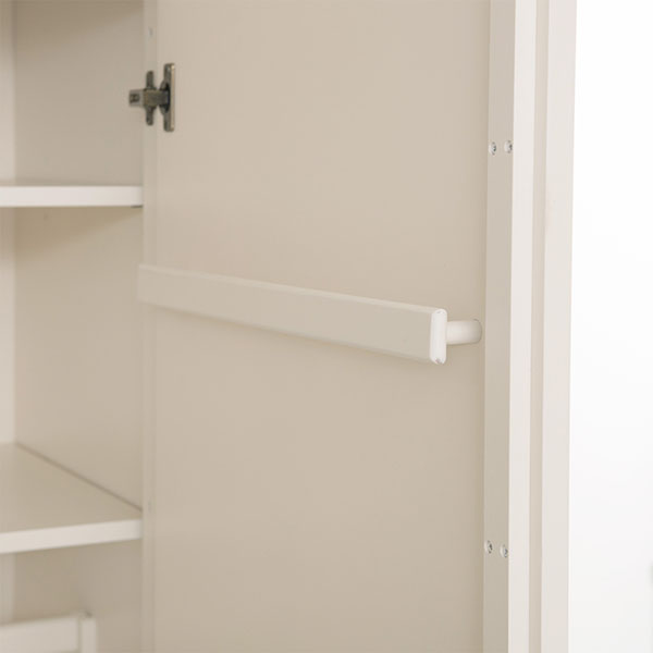 Willis & Gambier Ivory Wide Fitted Wardrobe - Interior shot showing the tie rack rail and part of the shelving in the right hand section